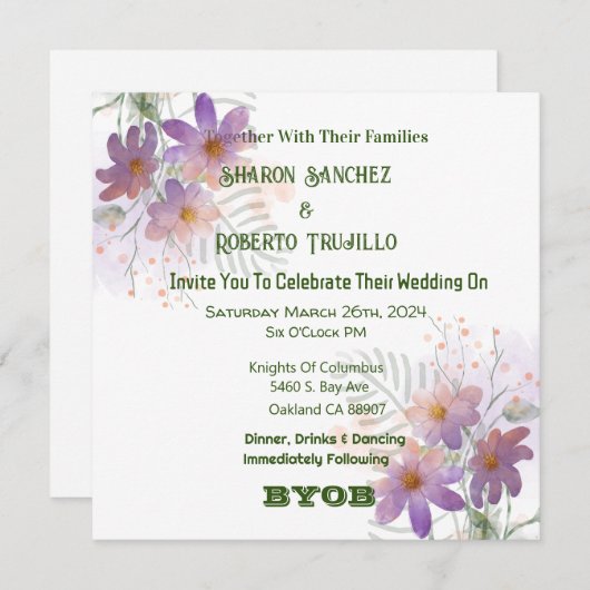 Paarse Wildbloemen Kaart (Voorkant / Achterkant)