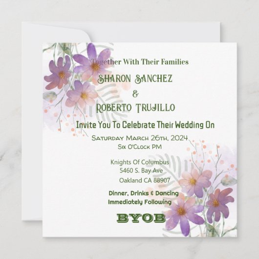 Paarse Wildbloemen Kaart (Voorkant)