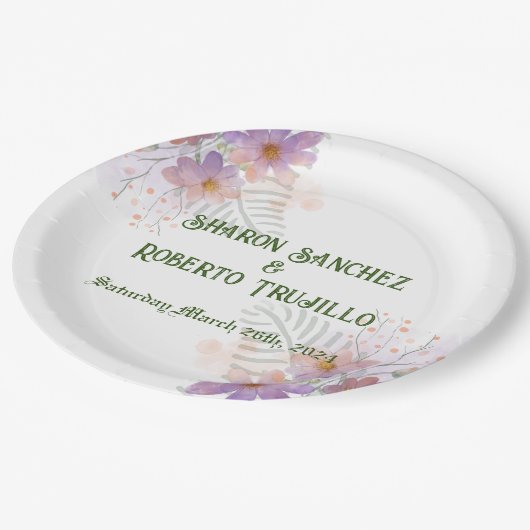 Paarse Wildbloemen Kaart Papieren Bordje (Gekanteld)