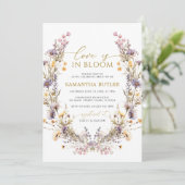 Paarse Wildbloemen Liefde is in Bloemdouche Kaart (Staand voorkant)