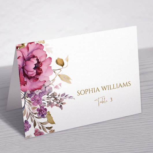 Paarse Wildbloemen Trouwplaats Kaart