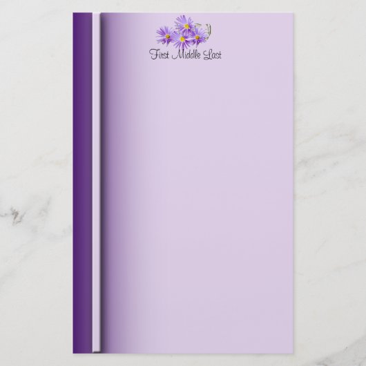 Paarse Wildbloemen - Verticale rand Briefpapier (Voorkant)