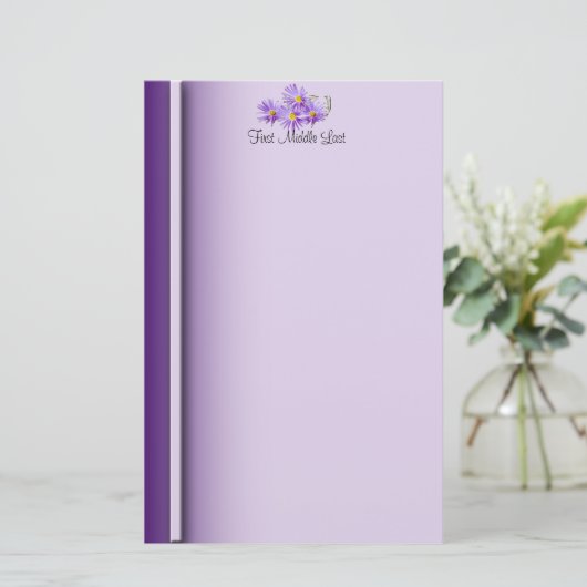 Paarse Wildbloemen - Verticale rand Briefpapier (Staand voorkant)