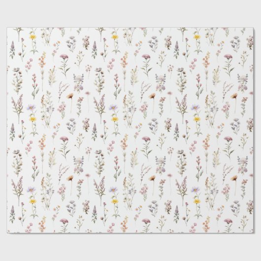 Paarse Wildbloemen Vrijgezellenfeest Boho Floral Cadeaupapier (Vlak)