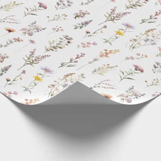 Paarse Wildbloemen Vrijgezellenfeest Boho Floral Cadeaupapier (Hoek)