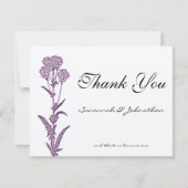 Paarse wildbloemvertakking bruiloft bedankt kaarte (Voorkant)