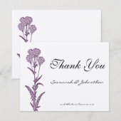 Paarse wildbloemvertakking bruiloft bedankt kaarte (Voorkant / Achterkant)
