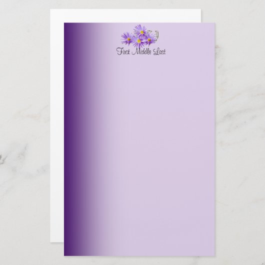 Paarse Wildblokopleiding Briefpapier (Voorkant / Achterkant)