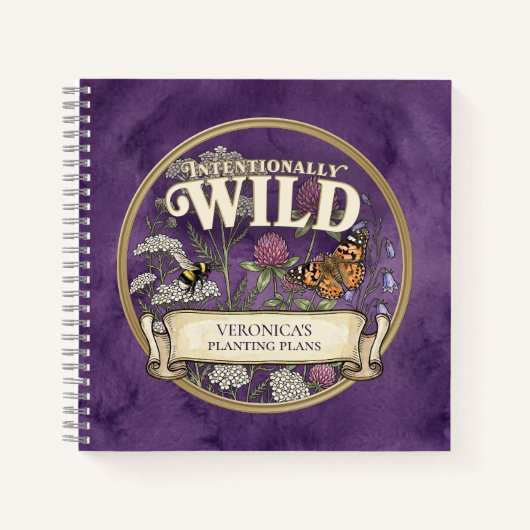 Paarse Wilde Bestuiver Tuin Aangepaste Notitieboek (Voorkant)