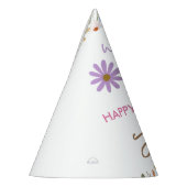 paarse wilde bloem 1e verjaardag feesthoedjes (Links)