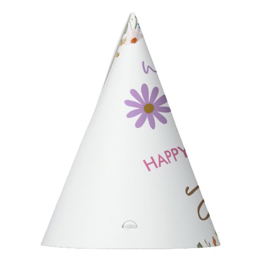 paarse wilde bloem 1e verjaardag feesthoedjes (Links)