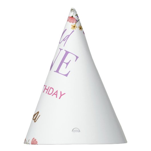 paarse wilde bloem 1e verjaardag feesthoedjes (Rechts)