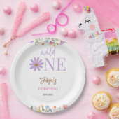 paarse wilde bloem 1e verjaardag papieren bordje (Feest)