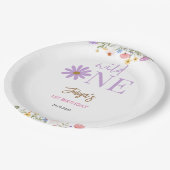 paarse wilde bloem 1e verjaardag papieren bordje (Gekanteld)