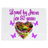 PAARSE WILDE BLOEM 80 JAAR GELIEFD BIJ JEZUS LARGE CADEAUTASJE (Achterkant)