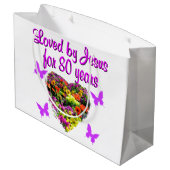 PAARSE WILDE BLOEM 80 JAAR GELIEFD BIJ JEZUS LARGE CADEAUTASJE (Achterkant Gekanteld)