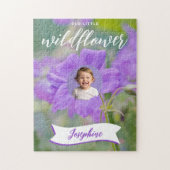 Paarse Wilde Bloem Aangepaste Foto En Naam Van Kin Legpuzzel (Verticaal)