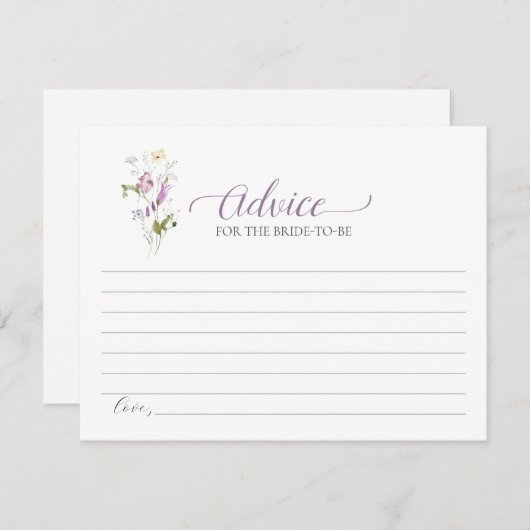 Paarse Wilde Bloem Advies Voor De Bruid Kaart (Voorkant / Achterkant)
