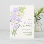 Paarse wilde bloem Baby shower Kaart (Staand voorkant)