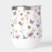 Paarse wilde bloem, Bij & Vlinder Waterverf (Links)