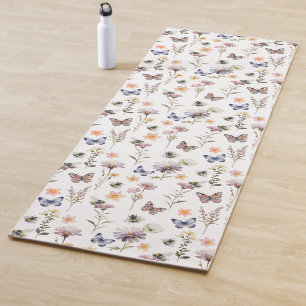 Paarse wilde bloem, Bij & Vlinder Waterverf Yogamat