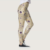 Paarse wilde bloem bloempatroon leggings (Rechts)