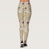 Paarse wilde bloem bloempatroon leggings (Achterkant)
