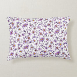 Paarse Wilde Bloem Botanisch Patroonontwerp Accent Kussen