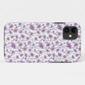 Paarse Wilde Bloem Botanisch Patroonontwerp Case-Mate iPhone Case (Achterkant (horizontaal))