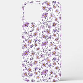 Paarse Wilde Bloem Botanisch Patroonontwerp Case-Mate iPhone Case
