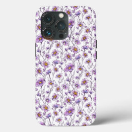 Paarse Wilde Bloem Botanisch Patroonontwerp Case-Mate iPhone Case