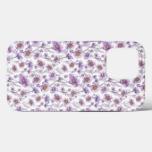 Paarse Wilde Bloem Botanisch Patroonontwerp Case-Mate iPhone Case (Achterkant (horizontaal))