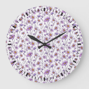 Paarse Wilde Bloem Botanisch Patroonontwerp Grote Klok