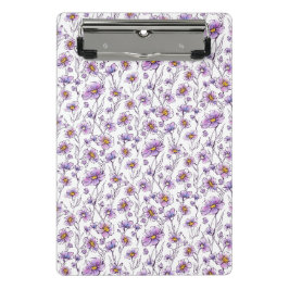 Paarse Wilde Bloem Botanisch Patroonontwerp Mini Klembord