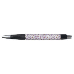 Paarse Wilde Bloem Botanisch Patroonontwerp Pen