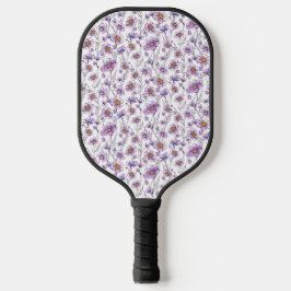 Paarse Wilde Bloem Botanisch Patroonontwerp Pickleball Paddle