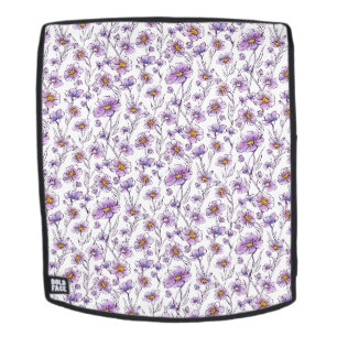 Paarse Wilde Bloem Botanisch Patroonontwerp Rugtassen