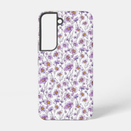 Paarse Wilde Bloem Botanisch Patroonontwerp Samsung Galaxy Hoesje