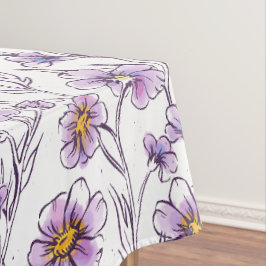 Paarse Wilde Bloem Botanisch Patroonontwerp Tafelkleed