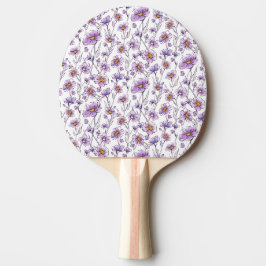 Paarse Wilde Bloem Botanisch Patroonontwerp Tafeltennisbatje