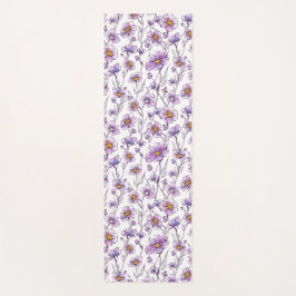 Paarse Wilde Bloem Botanisch Patroonontwerp Yogamat