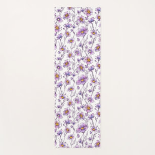 Paarse Wilde Bloem Botanisch Patroonontwerp Yogamat