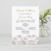 paarse wilde bloem bruiloft uitnodiging (Staand voorkant)