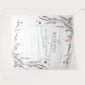 Paarse Wilde Bloem Calligrafie Bruiloftsfoto Wandkleed (Voorkant (horizontaal))