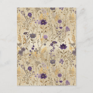 Paarse wilde bloem Chiyogami Briefkaart