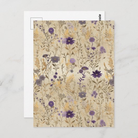 Paarse wilde bloem Chiyogami Briefkaart (Voorkant / Achterkant)