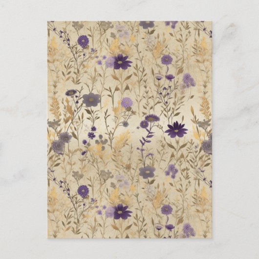 Paarse wilde bloem Chiyogami Briefkaart (Voorkant)