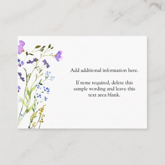 Paarse wilde bloem Creëer je eigen blanco Informatiekaartje (Achterkant)