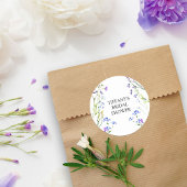 Paarse Wilde Bloem Delicate Bruiloftsshower Ronde Sticker