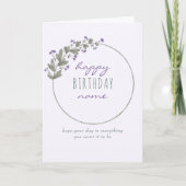 Paarse wilde bloem Eenvoudig gepersonaliseerde ver Kaart (Voorkant)